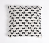 18" Black and White Striped Cotton Throw Pillow Cover With Fringe