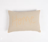 14" X 20" Brown and Orange Cotton Throw Pillow Cover With Embroidery
