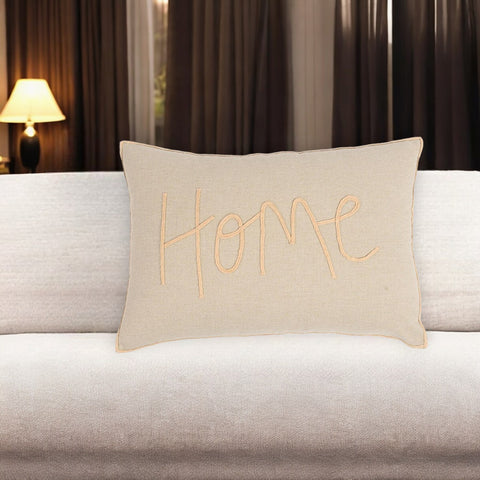 14" X 20" Brown and Orange Cotton Throw Pillow Cover With Embroidery