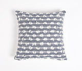 18" Blue and White Striped Cotton Throw Pillow Cover With Fringe