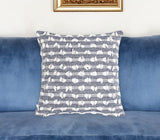18" Blue and White Striped Cotton Throw Pillow Cover With Fringe
