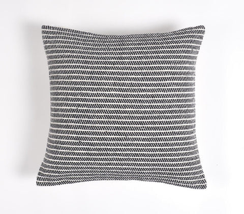 18" Black and White Striped Cotton Throw Pillow Cover