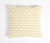 18" Yellow and White Striped Cotton Throw Pillow Cover With Fringe
