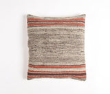 19" Brown and Red Striped Cotton Blend Throw Pillow Cover