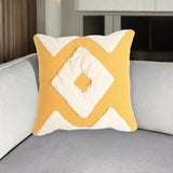 21" Yellow and White Diamond Cotton Throw Pillow Cover
