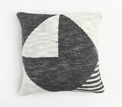 20" Gray and White Abstract Cotton Throw Pillow Cover