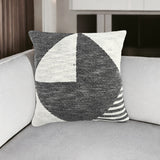 20" Gray and White Abstract Cotton Throw Pillow Cover