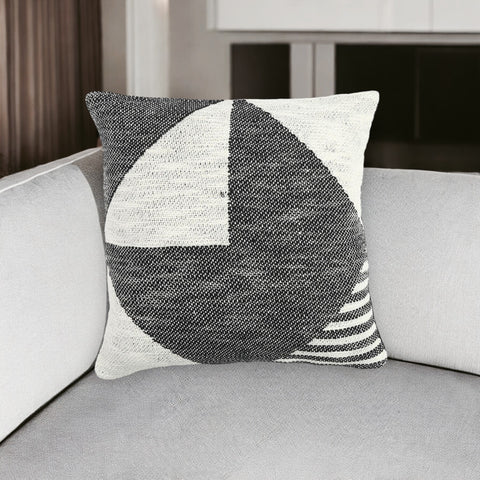 20" Gray and White Abstract Cotton Throw Pillow Cover