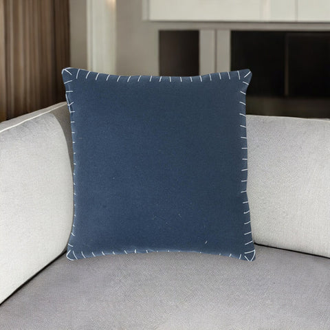 16" Blue Wool Throw Pillow Cover