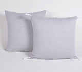 Set of Two 16" Gray Cotton Throw Pillow Covers with Tassels