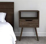 25" Brown Wood One Drawer Nightstand