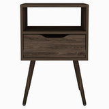25" Brown Wood One Drawer Nightstand
