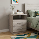 20" Light Gray Wood Two Drawer Nightstand