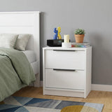 19" White Wood Two Drawer Nightstand
