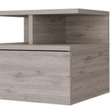 14" Light Gray Wood One Drawer Floating Nightstand