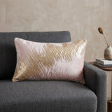 16" X 24" Gold Abstract Throw Pillow with Beads