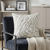 20" Ivory Safari Animals Abstract Throw Pillow with Beads