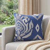 20" Blue Geometric Throw Pillow with Beads