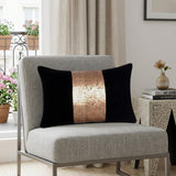 16" X 24" Black Striped Polyester Zippered Pillow With Beads