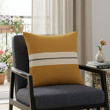 20" X 20" Yellow Striped Cotton Zippered Pillow