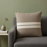 20" X 20" Brown Striped Cotton Zippered Pillow
