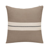 24" Taupe And Dark Gray Cotton Striped Throw Pillow