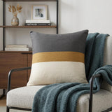 20" Brown Striped Cotton Throw Pillow