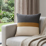24" Dark Gray Brown And Off White Striped Cotton Throw Pillow