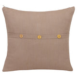 20" Brown Cotton Throw Pillow With Buttons