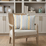 Set of Two 18" X 18" Yellow Beach Chevron Cotton Zippered Pillow