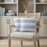 Set of Two 18" X 18" Blue Beach Chevron Cotton Zippered Pillow