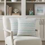 Set of Two 18" X 18" Blue Beach Chevron Cotton Zippered Pillow