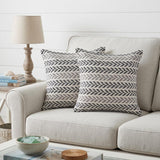 Set of Two 18" X 18" Black Beach Chevron Cotton Zippered Pillow