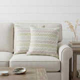 Set of Two 18" X 18" Green Beach Chevron Cotton Zippered Pillow