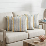 Set of Four 18" X 18" Yellow Beach Chevron Cotton Zippered Pillow