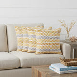 Set of Four 18" X 18" Orange Beach Chevron Cotton Zippered Pillow