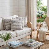 Set of Four 18" X 18" Gray Beach Chevron Cotton Zippered Pillow