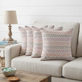 Set of Four 18" Purple Beach Chevron Cotton Throw Pillows