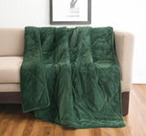 48" X 72" Green Velvet Quilted Plush 12 Pound Weighted Throw Blanket