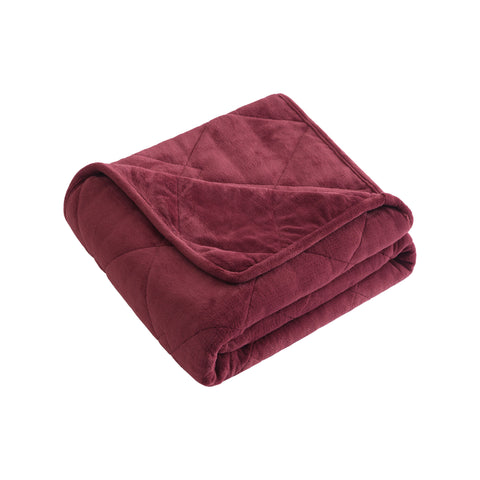 60" X 80" Red Velvet Quilted Plush 18 Pound Weighted Throw Blanket