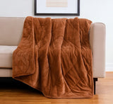60" X 80" Brown Velvet Quilted Plush 18 Pound Weighted Throw Blanket