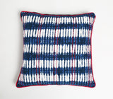 18" Blue and White Abstract Cotton Blend Throw Pillow Cover