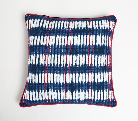 18" Blue and White Abstract Cotton Blend Throw Pillow Cover