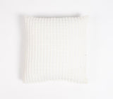 16" White Striped Cotton Throw Pillow Cover