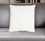 16" White Striped Cotton Throw Pillow Cover