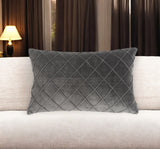 12" X 20" Gray Geometric Cotton Throw Pillow Cover