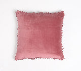 18" Pink Cotton Blend Throw Pillow Cover With Tassels