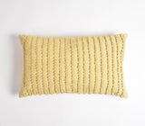 12" X 20" Yellow Striped Cotton Throw Pillow Cover