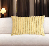 12" X 20" Yellow Striped Cotton Throw Pillow Cover