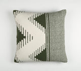 20" Green and White Handmade Geometric Indoor Outdoor Throw Pillow Cover